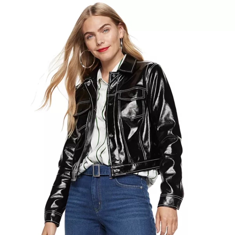 Women's Nine West Faux-Leather Trucker Jacket